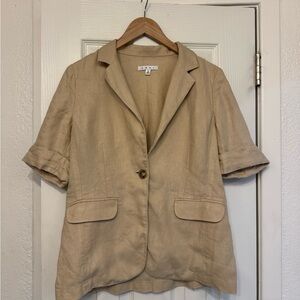 CAbi Safari Linen Pleated Blazer